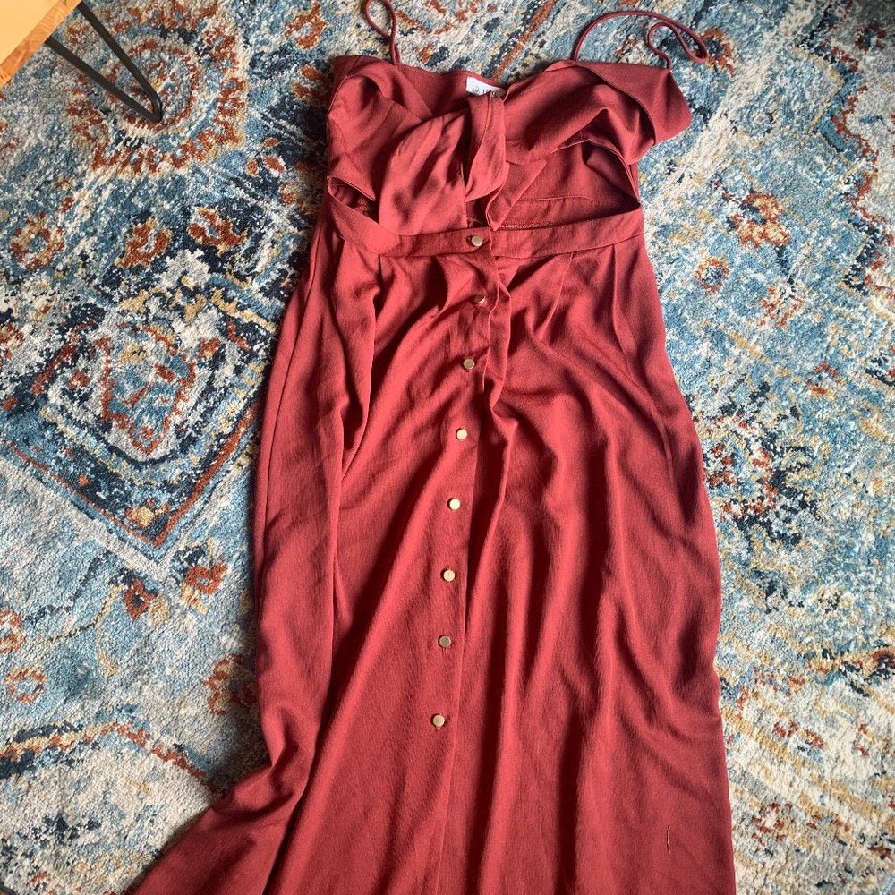 Tie Top and Button Down Skirt Coral Dress